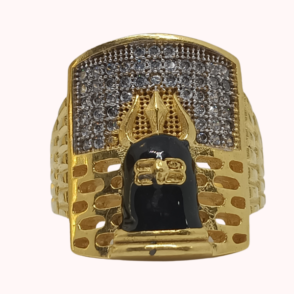 1 Gram Gold Ring with Shiva Lingam and Trishul