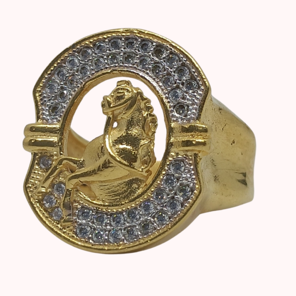 1 Gram Gold Ring with Horse and Zirconia