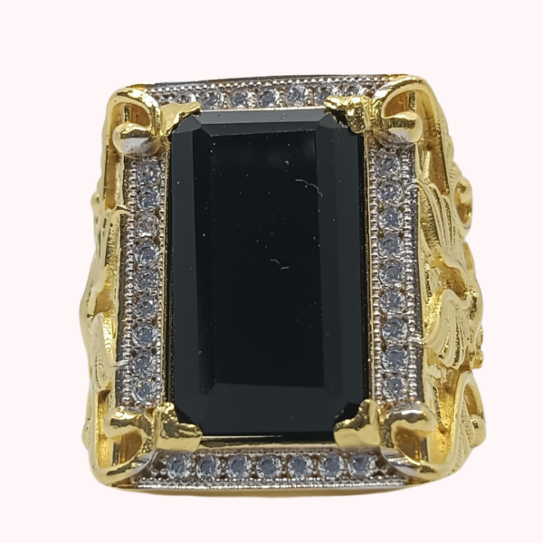 1 Gram Gold with Black Diamond and Zirconia Ring