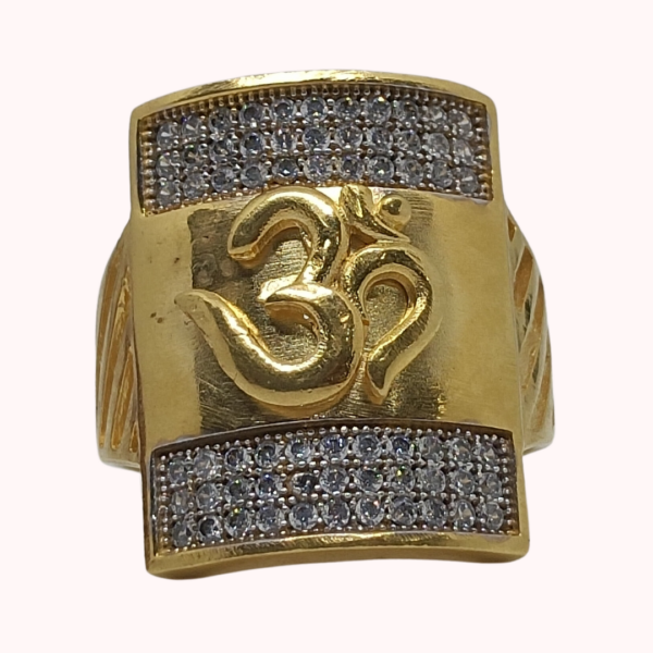1 Gram Gold Ring with Om Symbol and Zirconia