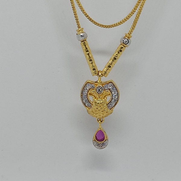 Minimalist Mangalsutra with Black Beads and Heart Charm