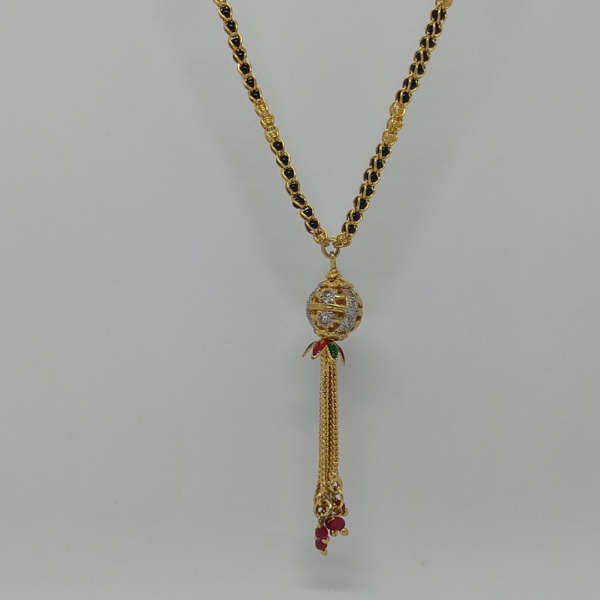 Ornate Ball Pendant with Tassel Mangalsutra