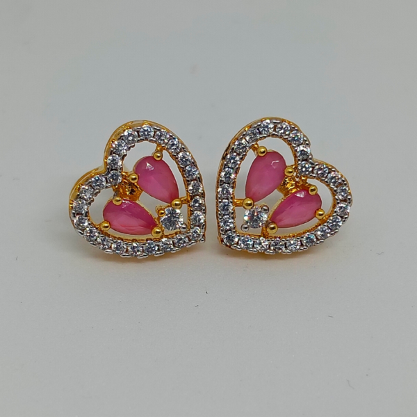 Charming Pink Heart Stud Earrings