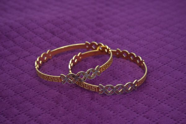 Dual-Tone Greek Key Bangle Set