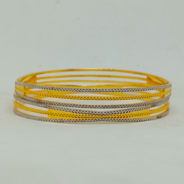 Modernist Bangle Set with Perforated Design