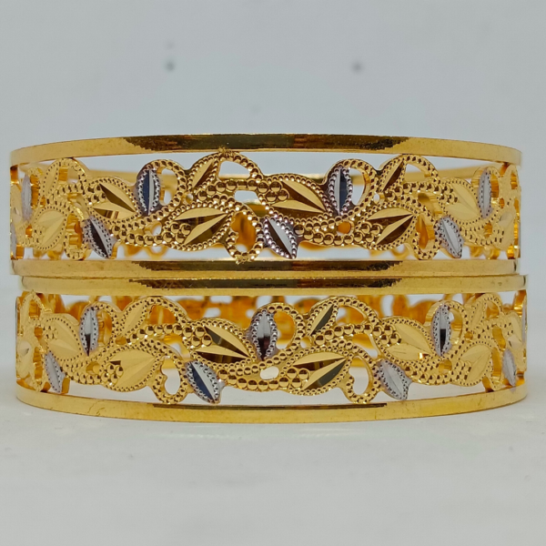 Dual-Tone Leafy Bangle Set